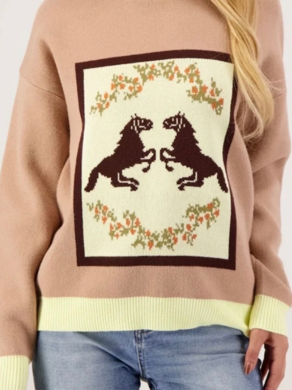 NWT Flat White Western Vintage Horse Graphic Sweater